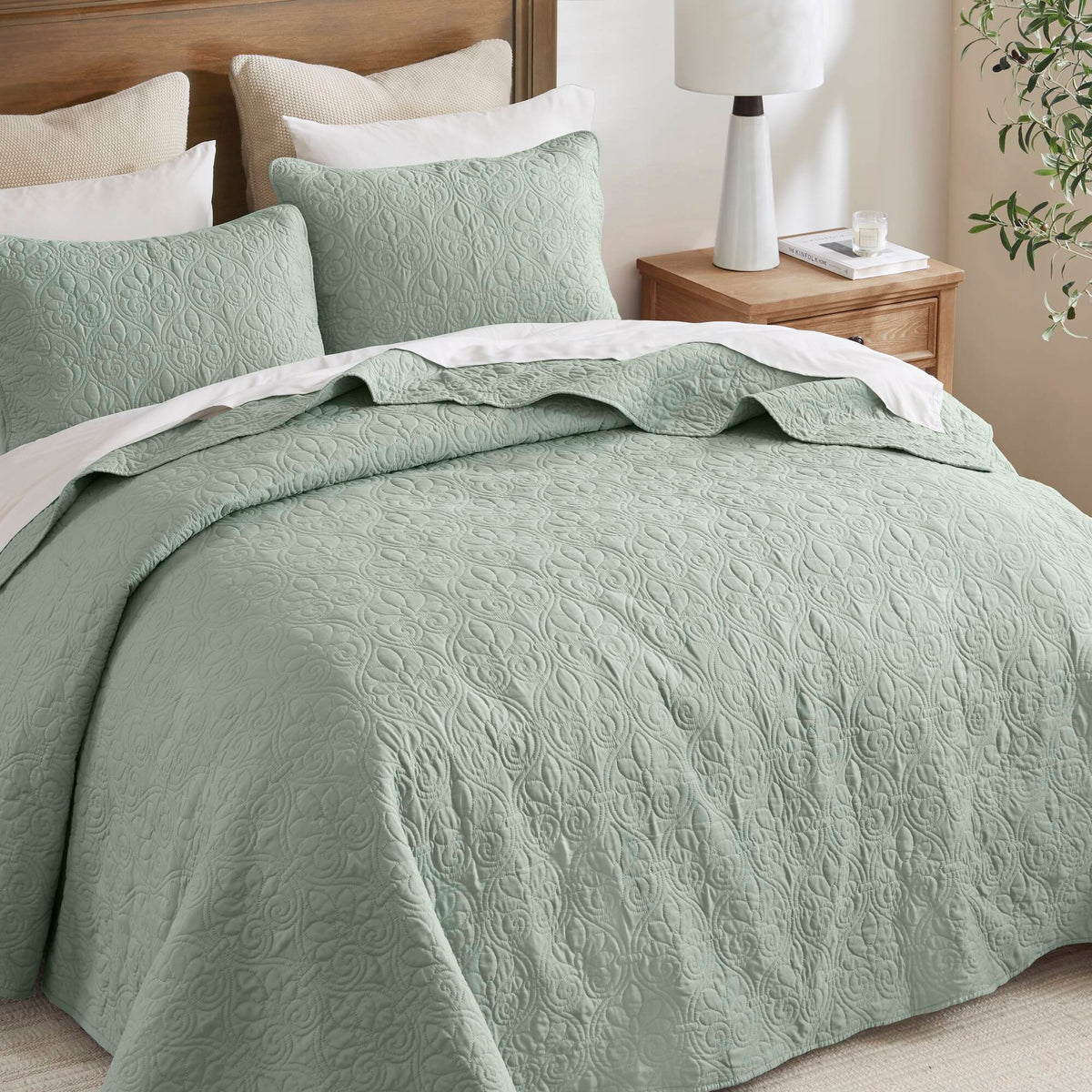 Quebec Reversible Bedspread Set - Seafoam