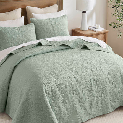 Quebec Reversible Bedspread Set - Seafoam