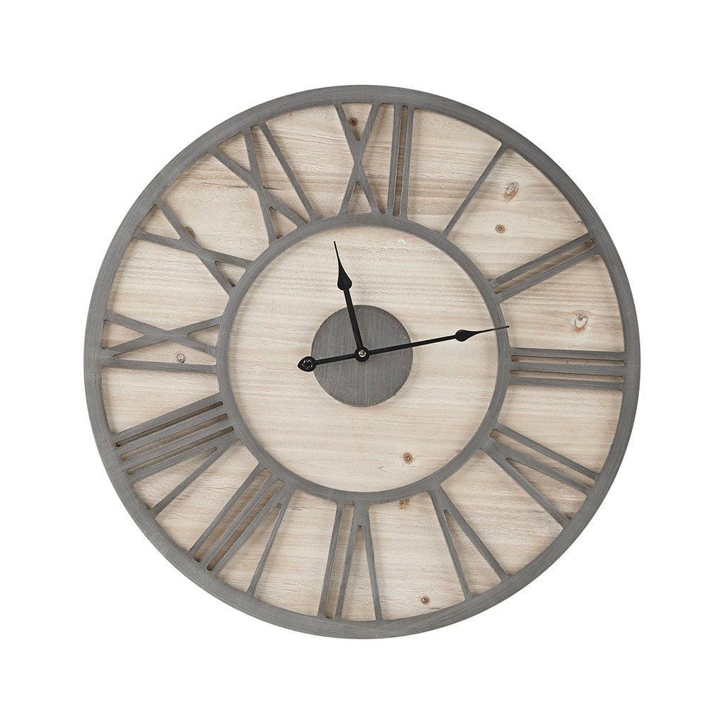 Mason 23.6" Wood Wall Clock - Natural/Grey
