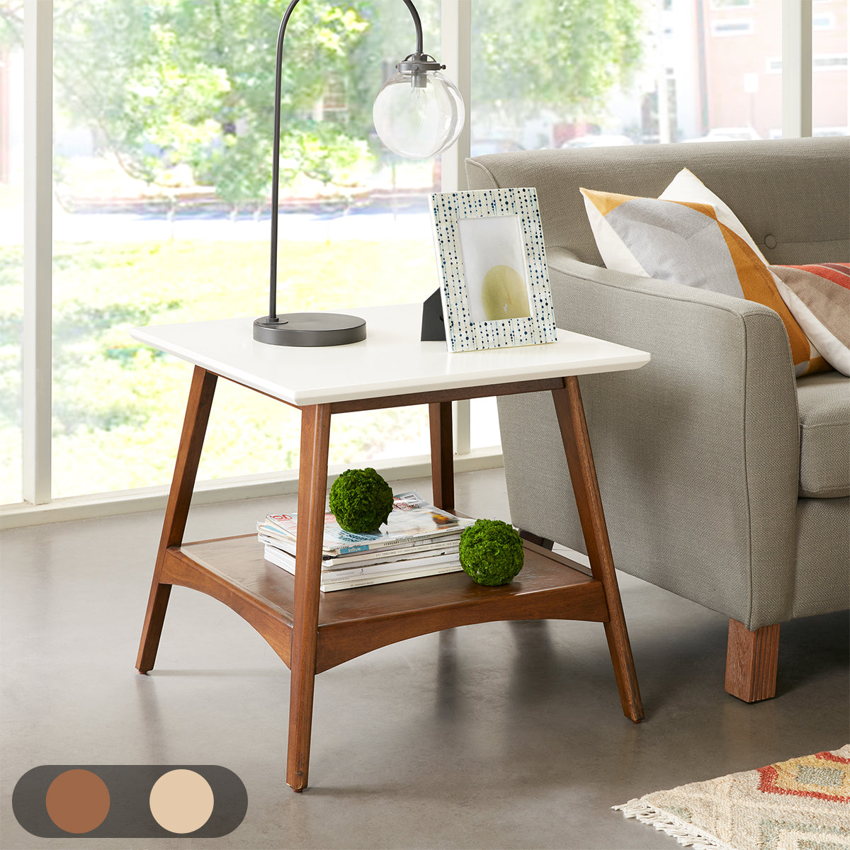 Parker End Table - Off-White/Pecan