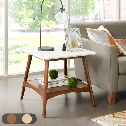 Parker End Table - Off-White/Pecan