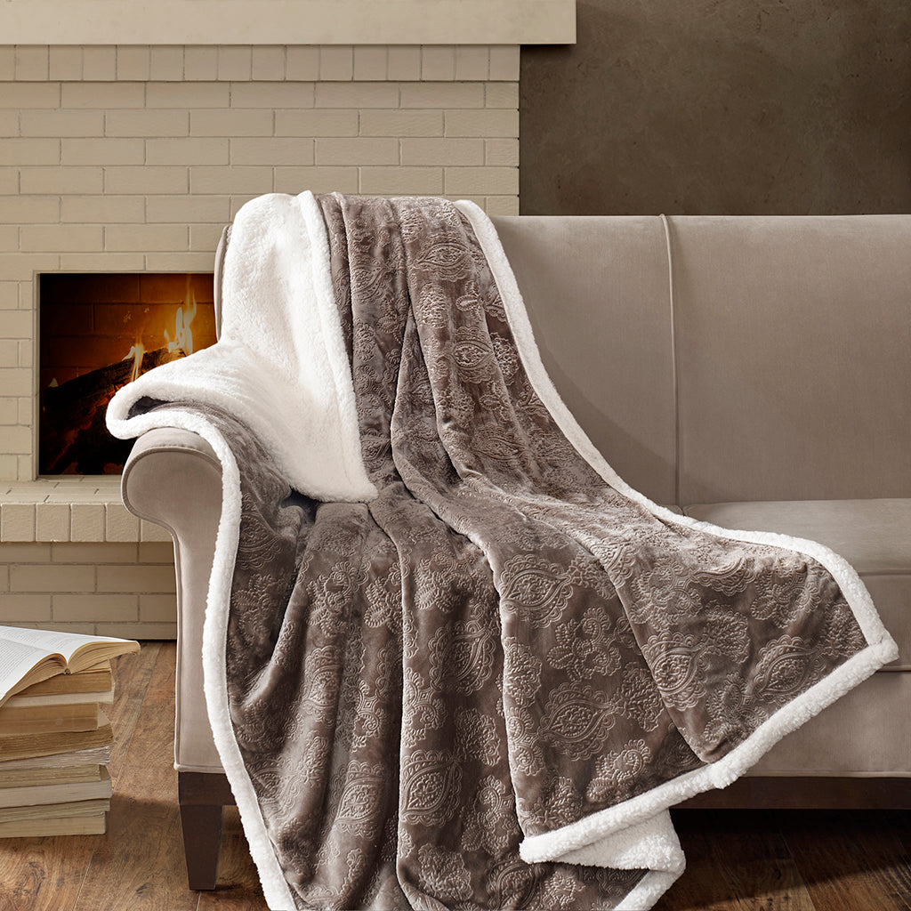 Elma Oversized Textured Plush Throw - Tan