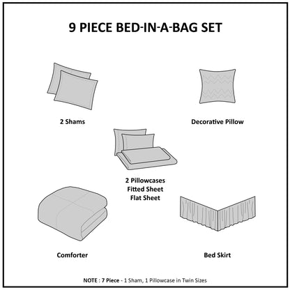 Knowles Comforter Set with Cotton Bed Sheets - Aqua