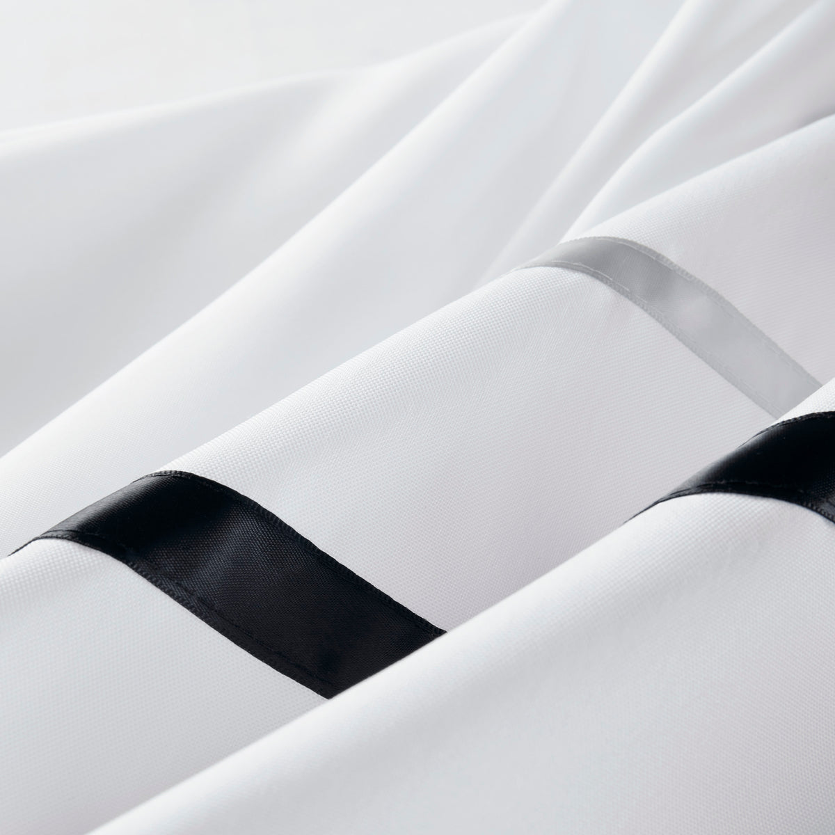 Plain Weave Premium Shower Curtain- Ribbon - White