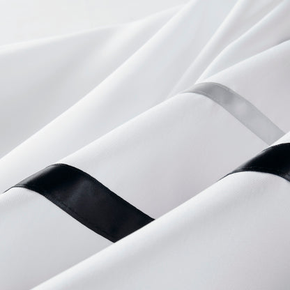 Plain Weave Premium Shower Curtain- Ribbon - White