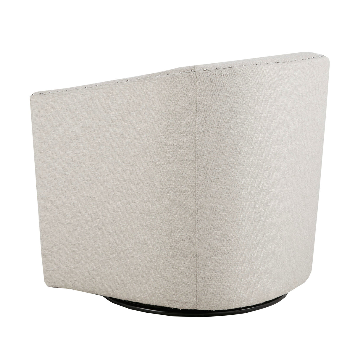 Tyler Upholstered Swivel Barrel Chair with Nailheads - Natural Multi