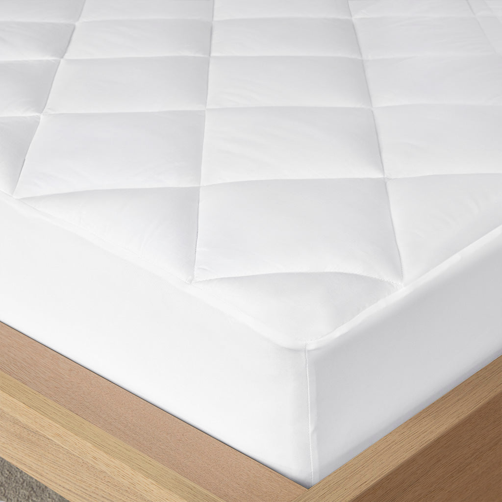 Quiet Nights 300 Thread Count Cotton Sateen Waterproof Mattress Pad - White