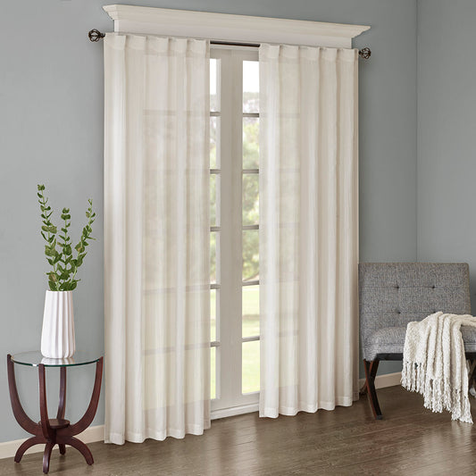 Harper Solid Crushed Curtain Panel Pair - White