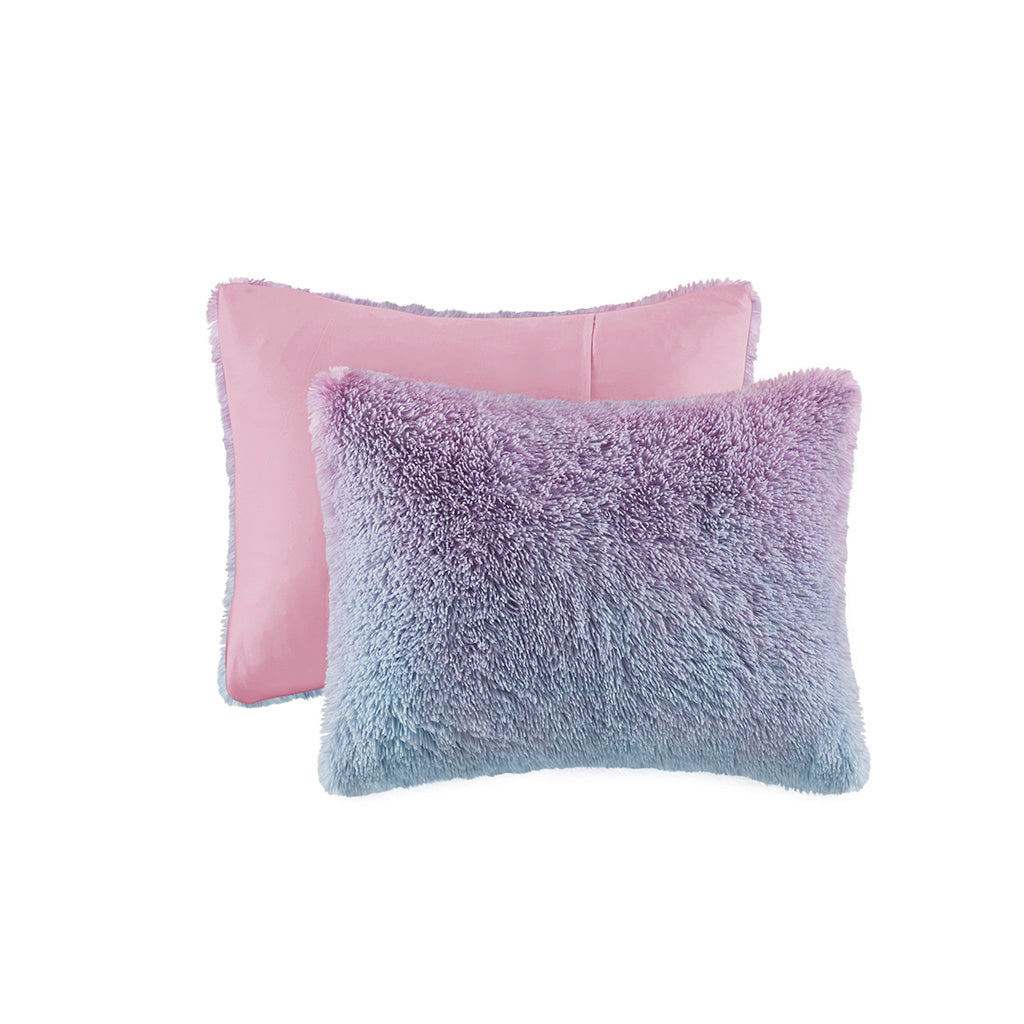 Primrose Ombre Shaggy Faux Fur Comforter Set - Purple Multi