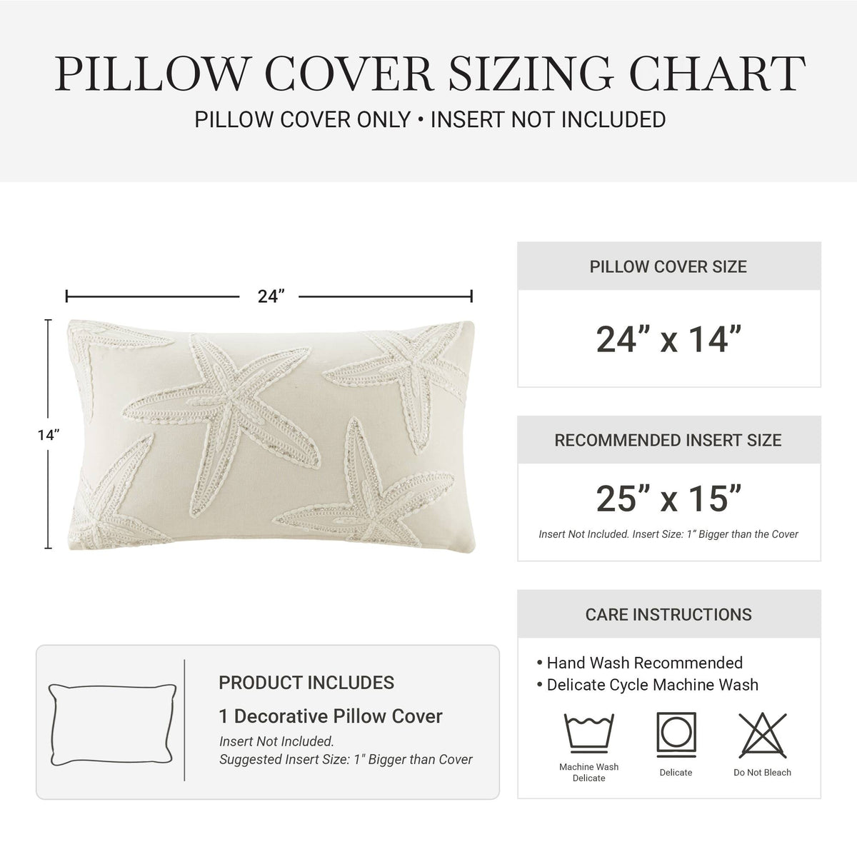 Lily Starfish 1 Piece Cotton Pillow Cover - Linen