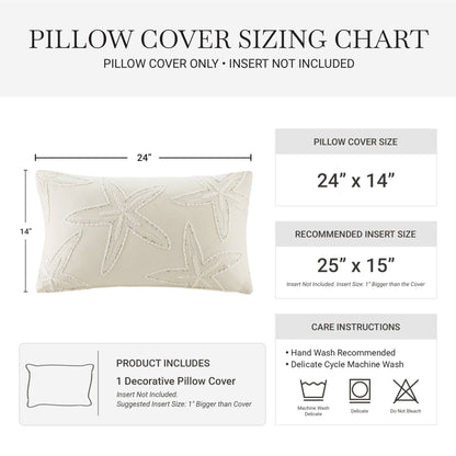 Lily Starfish 1 Piece Cotton Pillow Cover - Linen