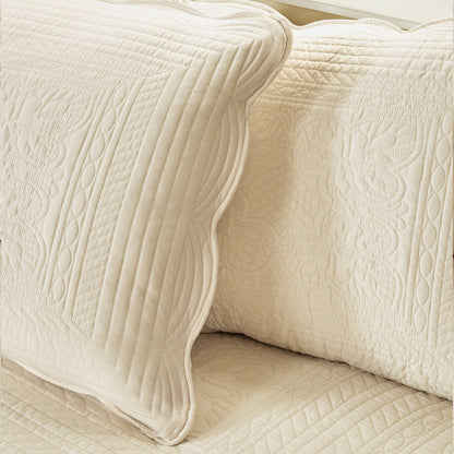 Tuscany 6 Piece Reversible Scalloped Edge Daybed Cover Set - Cream