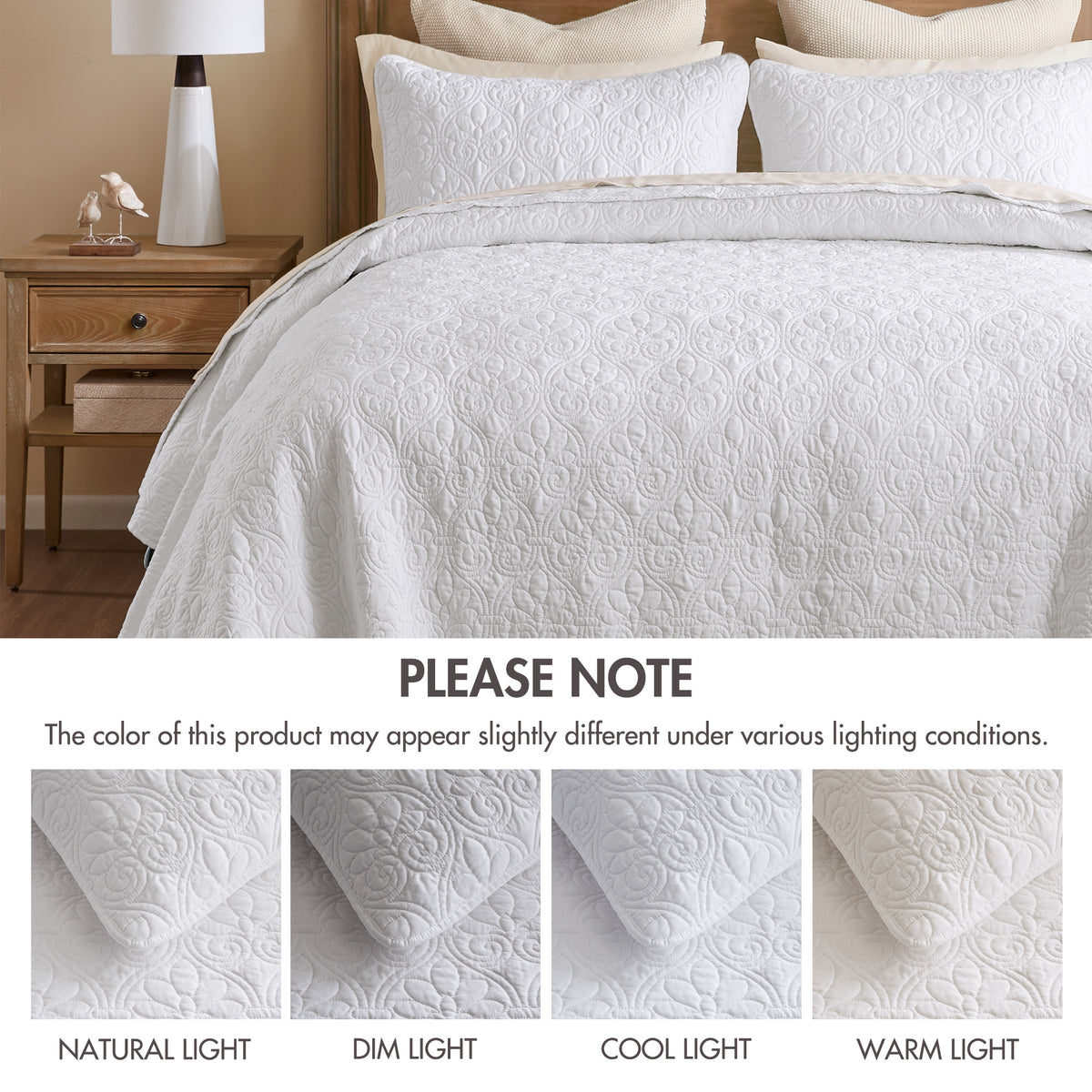 Quebec Reversible Bedspread Set - White