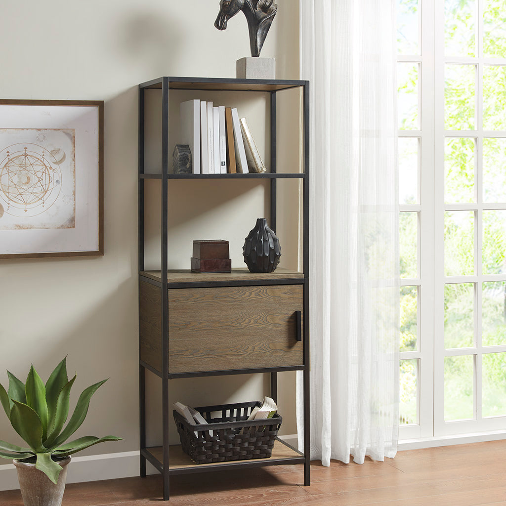 Darley 3-Shelf Bookcase with Storage Cabinet - Grey