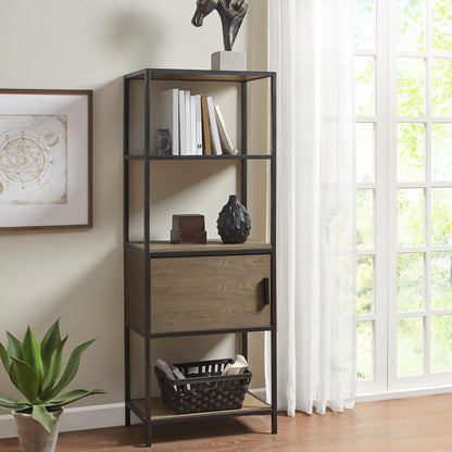 Darley 3-Shelf Bookcase with Storage Cabinet - Grey