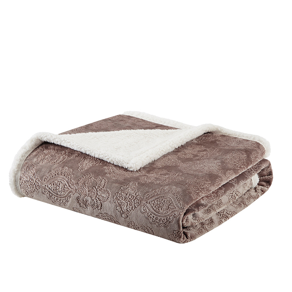 Elma Oversized Textured Plush Throw - Tan