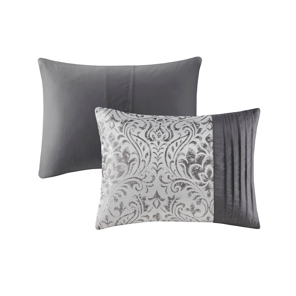 Emilia 12 Piece Jacquard Comforter Set with Bed Sheets - Silver