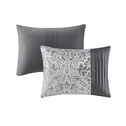 Emilia 12 Piece Jacquard Comforter Set with Bed Sheets - Silver