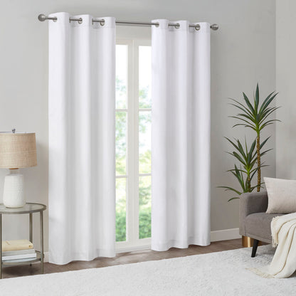 Galen Basketweave Room Darkening Curtain Panel Pair - White