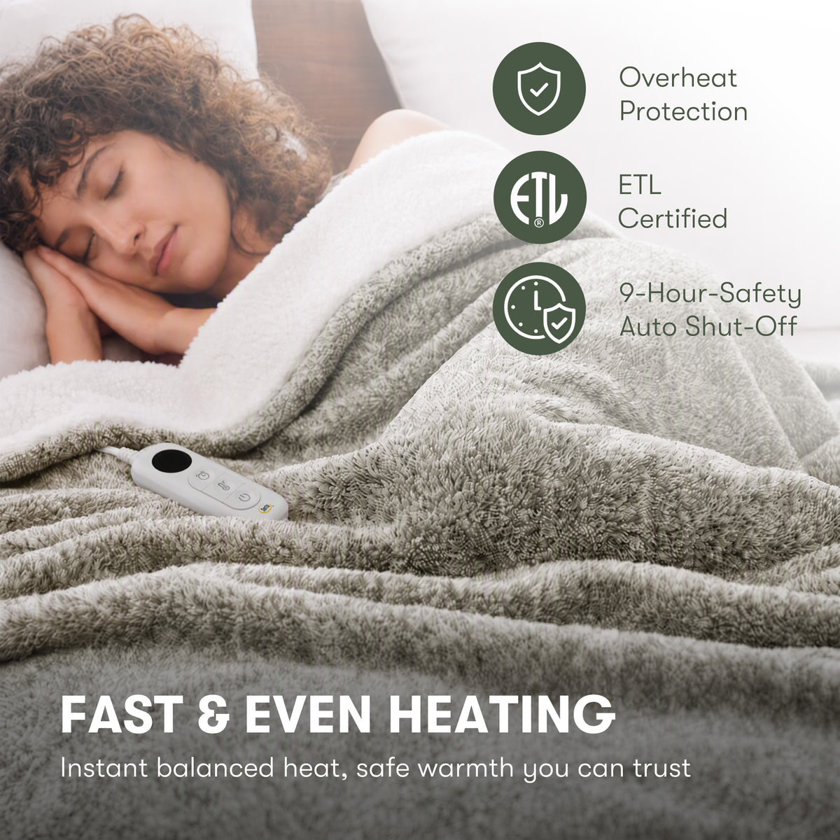 Marled Dream Soft Heated Throw - Marled Green