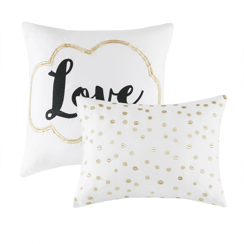 Raina Metallic Printed Comforter Set - Ivory/Gold