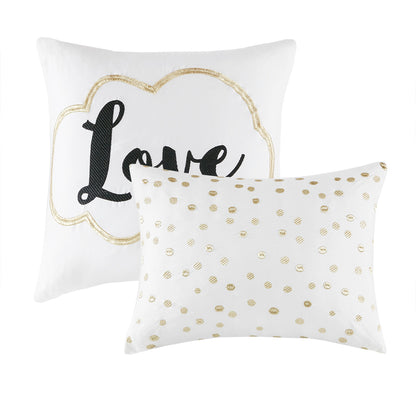 Raina Metallic Printed Comforter Set - Ivory/Gold