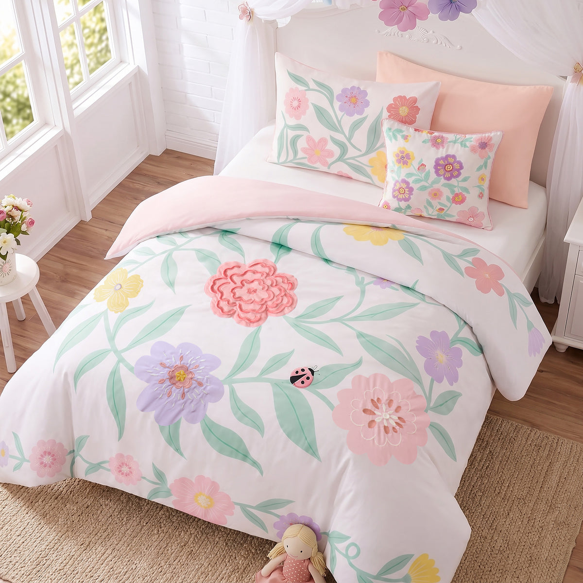 Floral Comforter Set - Pink