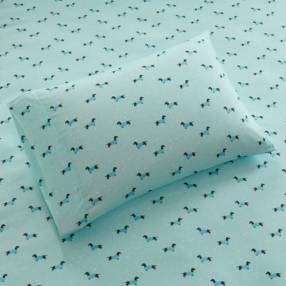 Novelty Printed Sheet Set - Aqua Dogs