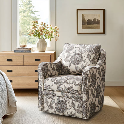 Brianne Upholstered Swivel Curved Armchair - Multi