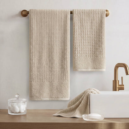 Spa Waffle Cotton Jacquard Bath Towel 6 Piece Set - Natural
