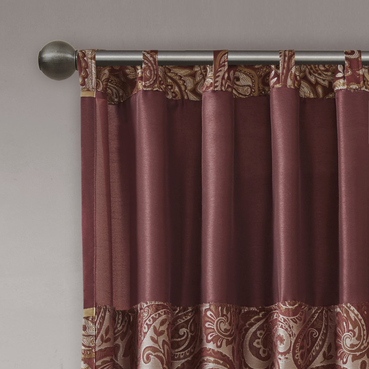 Aubrey Jacquard Curtain Panel Pair - Burgundy