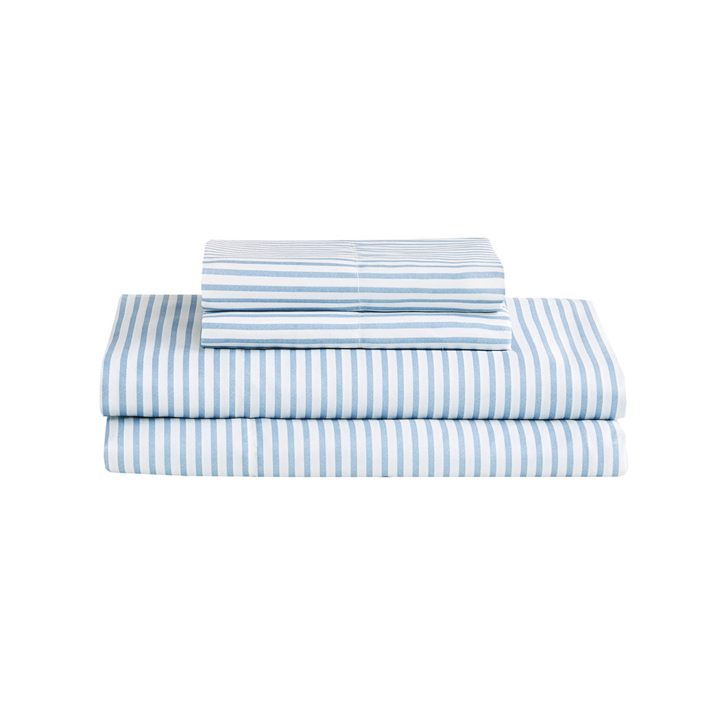 Jaxon Stripe Comforter Set with Bed Sheets - Blue/Grey