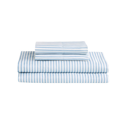 Jaxon Stripe Comforter Set with Bed Sheets - Blue/Grey
