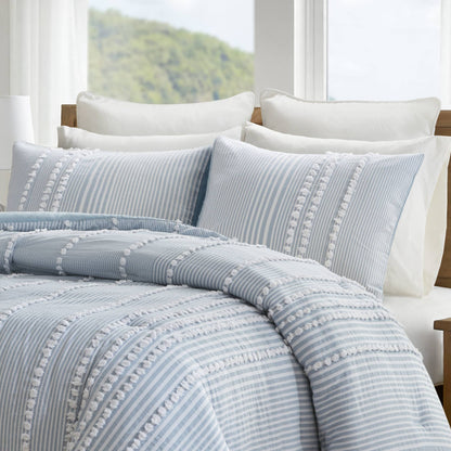 Anslee 3 Piece Cotton Yarn Dyed Comforter Set - Blue