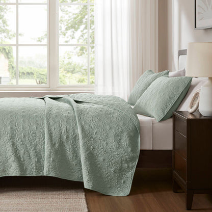 Quebec Reversible Quilt Set - Seafoam