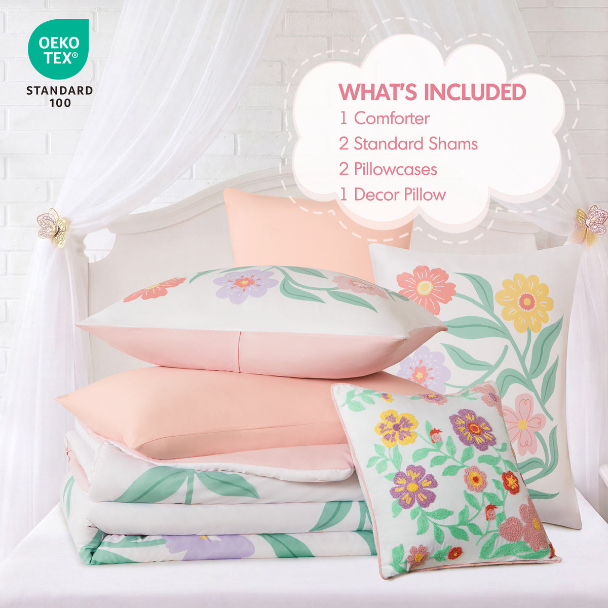Floral Comforter Set - Pink
