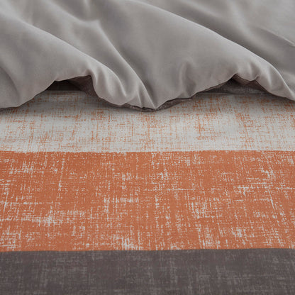 Jaxon Stripe Comforter Set with Bed Sheets - Coral/Grey