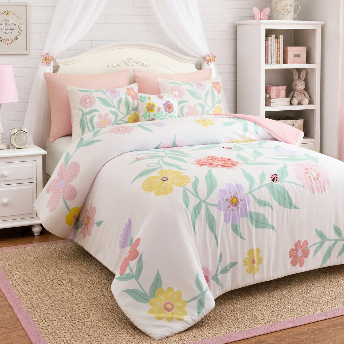 Floral Comforter Set - Pink