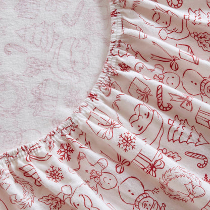 Cozy Soft Cotton Flannel Printed Sheet Set - Holiday Doodles