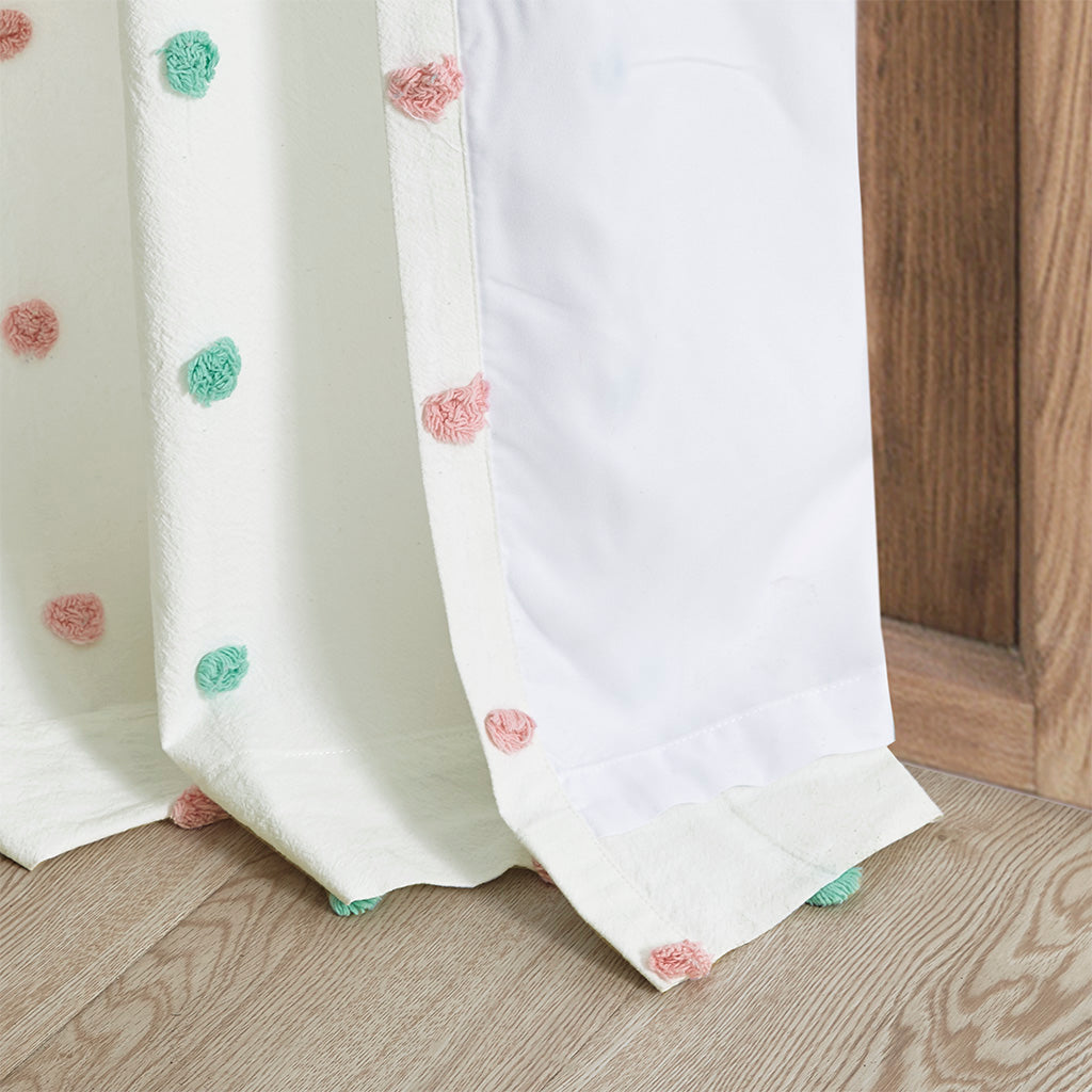Callie Cotton Jacquard Pom Pom Curtain Panel - Multi