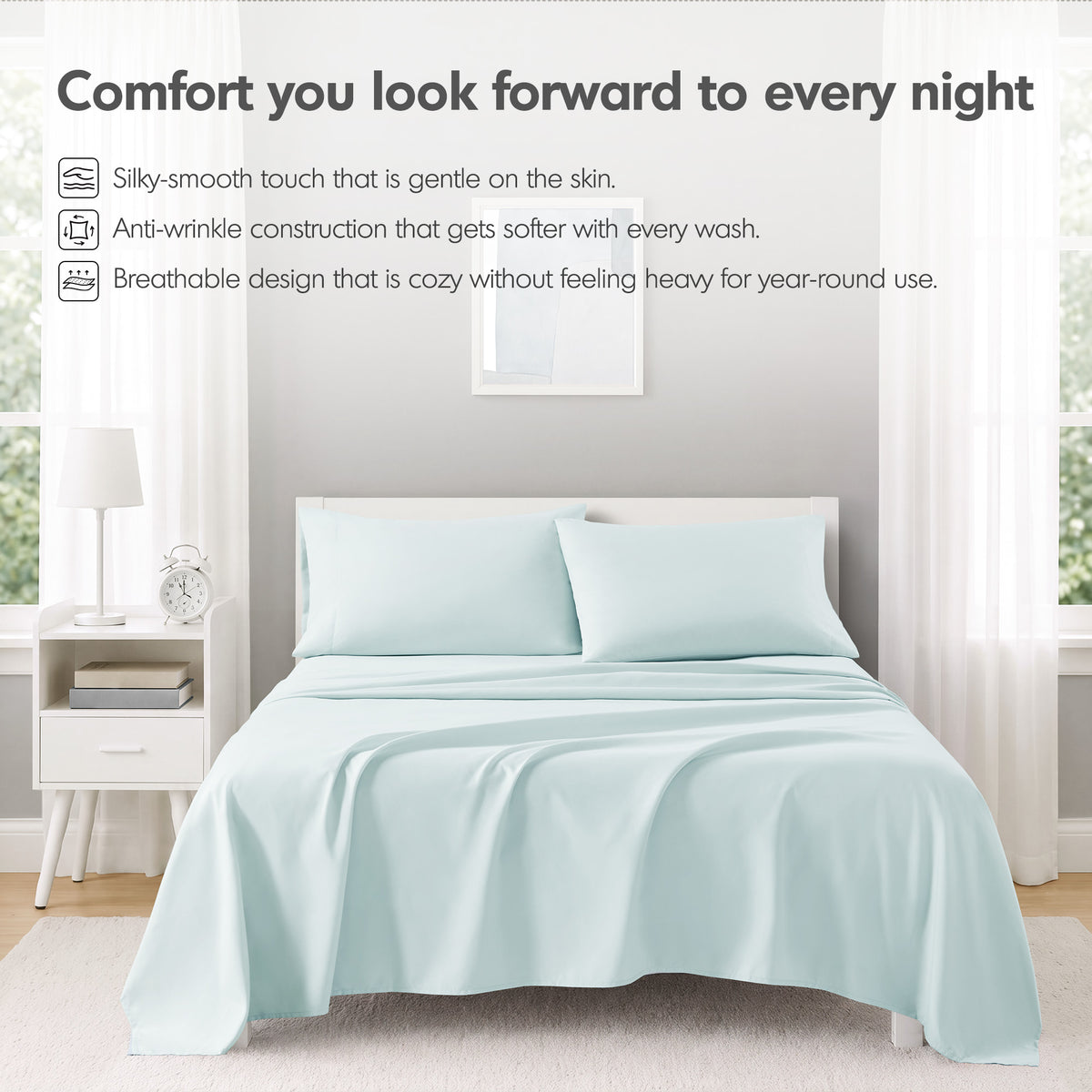 Microfiber All Season Soft Touch Sheet Set - Blue
