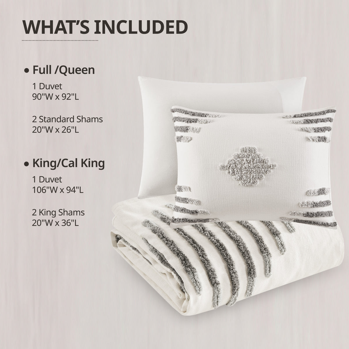 Tahli 3 Piece Cotton Blend Chenille Duvet Cover Set - Gray
