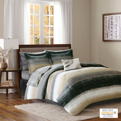Saben Comforter Set with Cotton Bed Sheets - Taupe