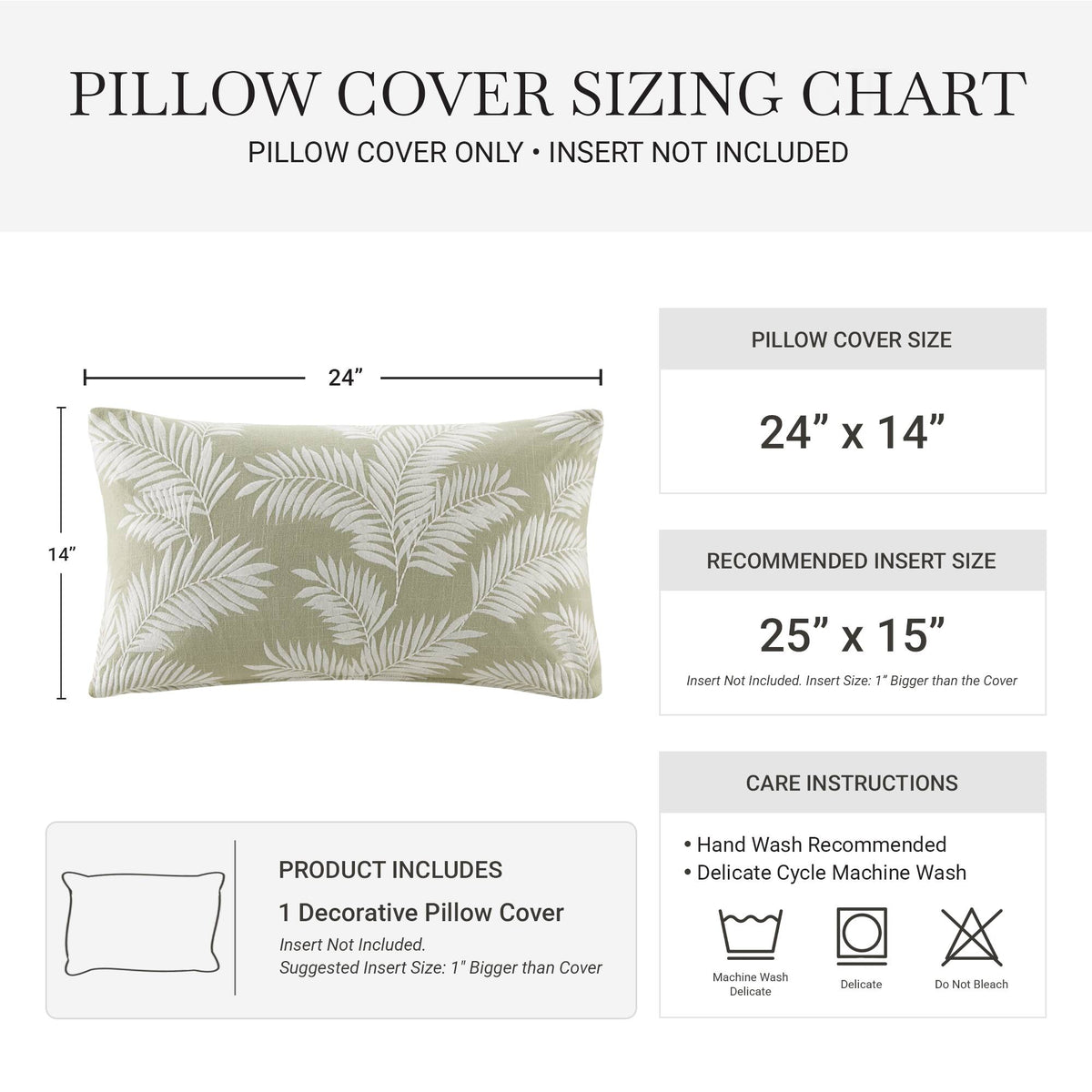 Ella Botanical 1 Piece Cotton Pillow Cover - Sage