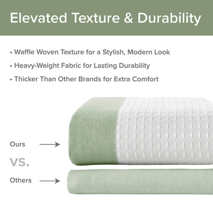 Spa Waffle Shower Curtain with 3M Treatment - Sage Green