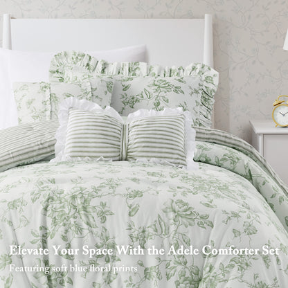 Adele Comforter Set with Decorative Pillows - Green