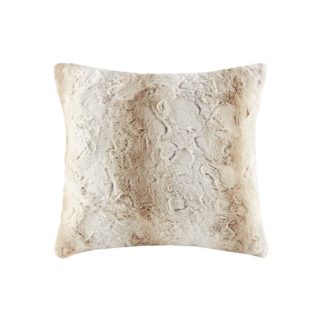 Zuri Faux Fur Square Pillow - Sand