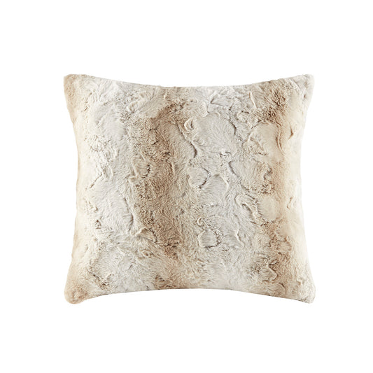 Zuri Faux Fur Square Pillow - Sand