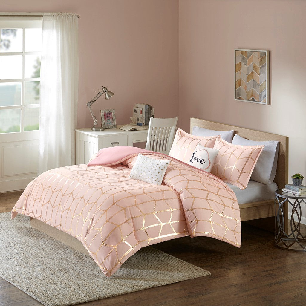 Raina Metallic Printed Duvet Cover Set