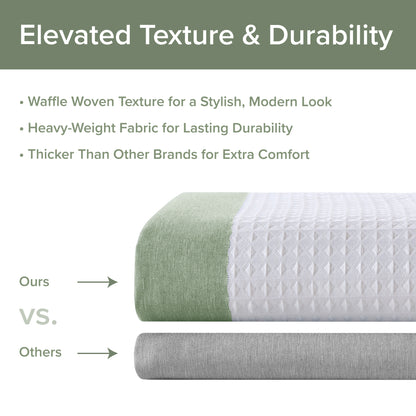 Spa Waffle Shower Curtain with 3M Treatment - Sage Green